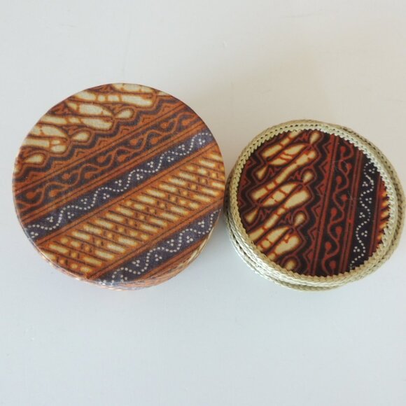 Set of '12' hand woven round batik fabric coasters. - Picture 1 of 5